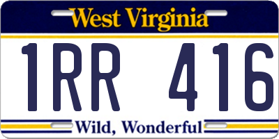 WV license plate 1RR416