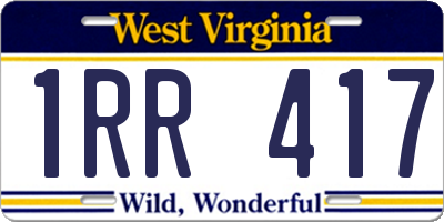 WV license plate 1RR417