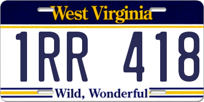 WV license plate 1RR418