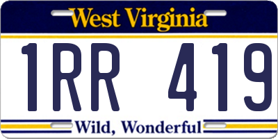 WV license plate 1RR419