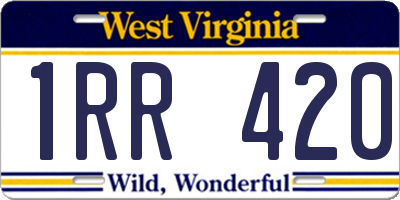 WV license plate 1RR420