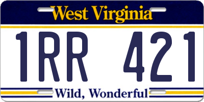 WV license plate 1RR421