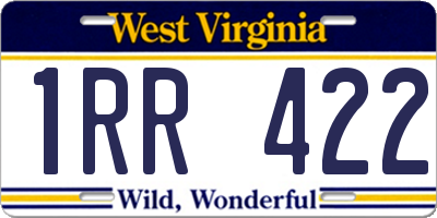 WV license plate 1RR422