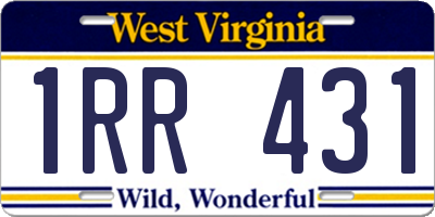 WV license plate 1RR431