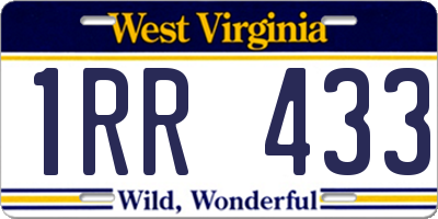 WV license plate 1RR433