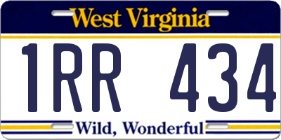 WV license plate 1RR434