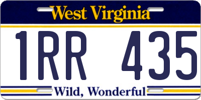 WV license plate 1RR435