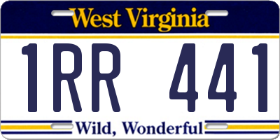 WV license plate 1RR441