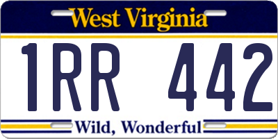 WV license plate 1RR442