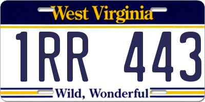 WV license plate 1RR443