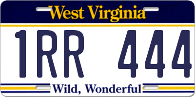 WV license plate 1RR444