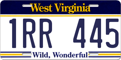WV license plate 1RR445