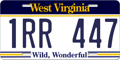 WV license plate 1RR447