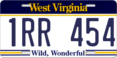 WV license plate 1RR454