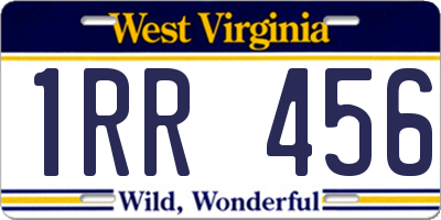 WV license plate 1RR456