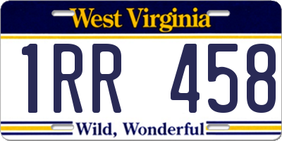 WV license plate 1RR458