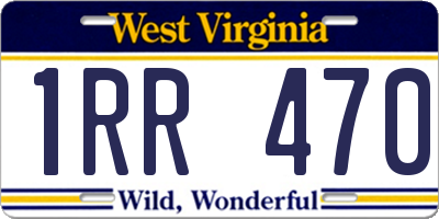 WV license plate 1RR470