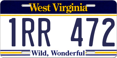WV license plate 1RR472