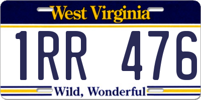WV license plate 1RR476