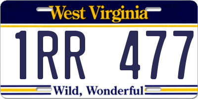 WV license plate 1RR477