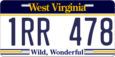 WV license plate 1RR478