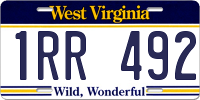 WV license plate 1RR492