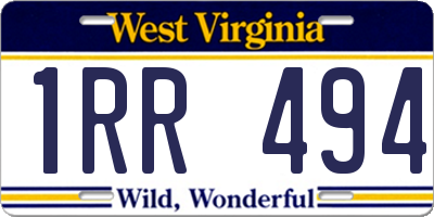 WV license plate 1RR494