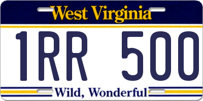 WV license plate 1RR500