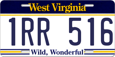 WV license plate 1RR516