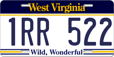 WV license plate 1RR522