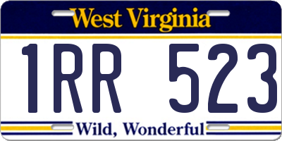 WV license plate 1RR523