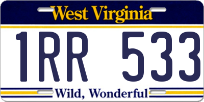 WV license plate 1RR533