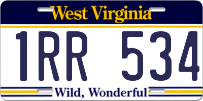 WV license plate 1RR534