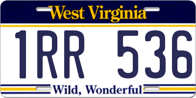WV license plate 1RR536