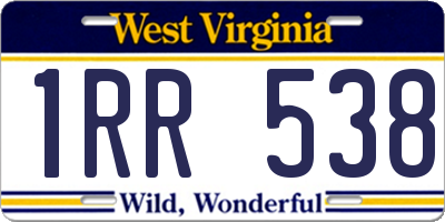 WV license plate 1RR538