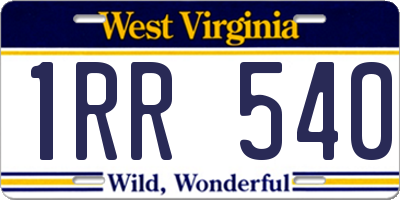 WV license plate 1RR540