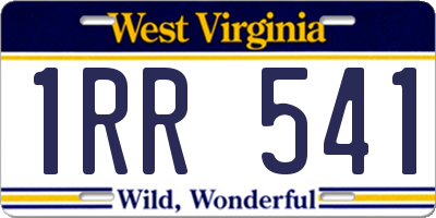WV license plate 1RR541
