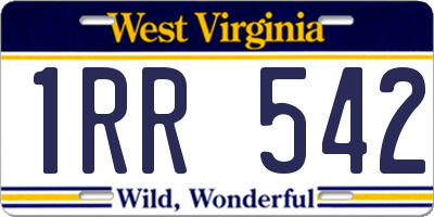 WV license plate 1RR542