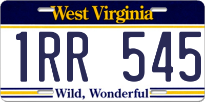 WV license plate 1RR545