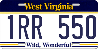 WV license plate 1RR550