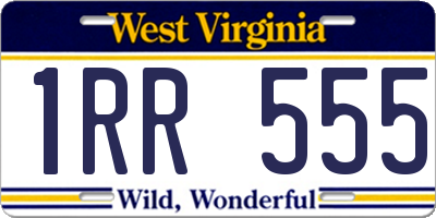 WV license plate 1RR555