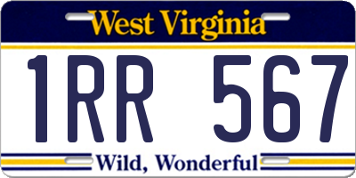 WV license plate 1RR567