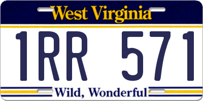 WV license plate 1RR571