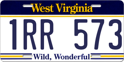 WV license plate 1RR573