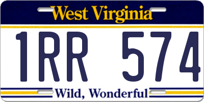 WV license plate 1RR574