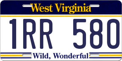 WV license plate 1RR580