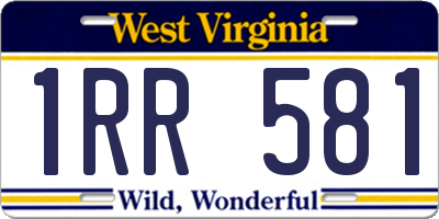 WV license plate 1RR581