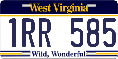 WV license plate 1RR585