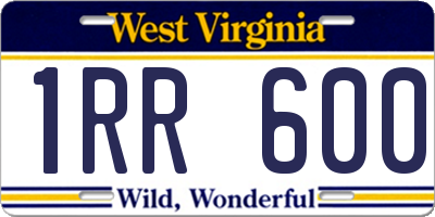WV license plate 1RR600