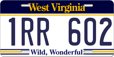 WV license plate 1RR602